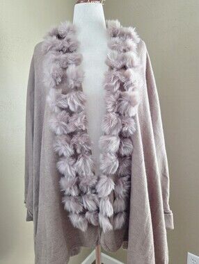 Faux Fur Open Cardigan Cape Style In Tan By Frank Usher